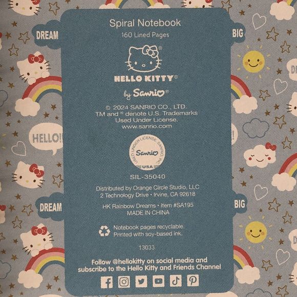 Sanrio Hello Kitty Dream Big 160 Lined Pages 5.5" x 8.5" Spiral Notebook - Picture 6 of 7